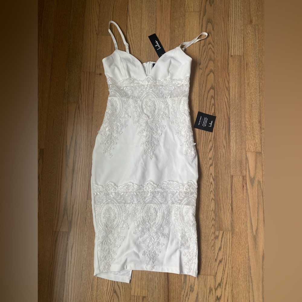 Lulus white lace midi dress